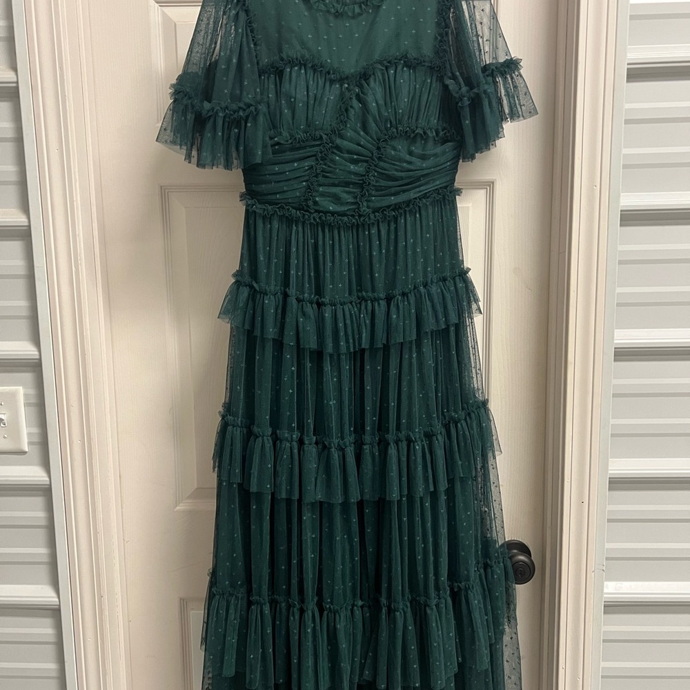 Ivy City M Elegant Green Tiered Dress